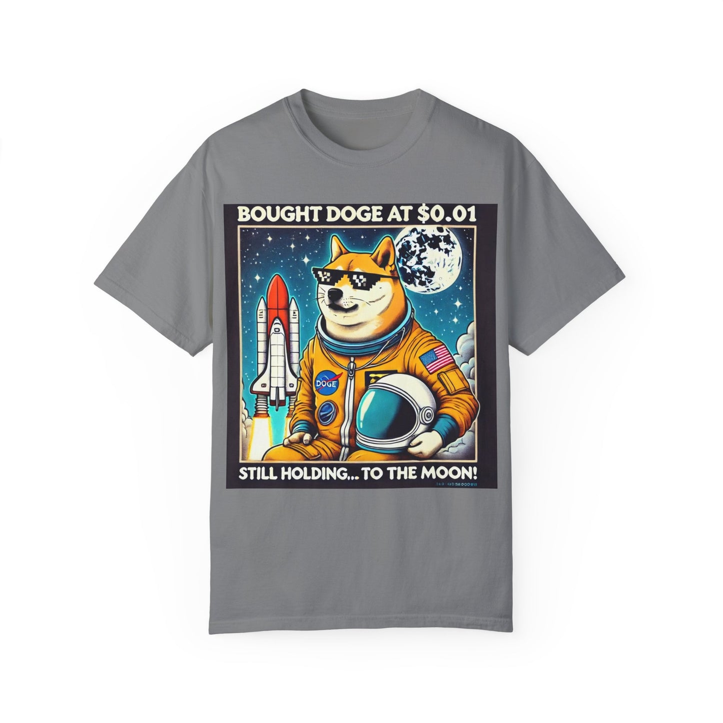 Astro Doge Unisex T-Shirt - "Bought Doge at $0.01, Still Holding to the Moon!"