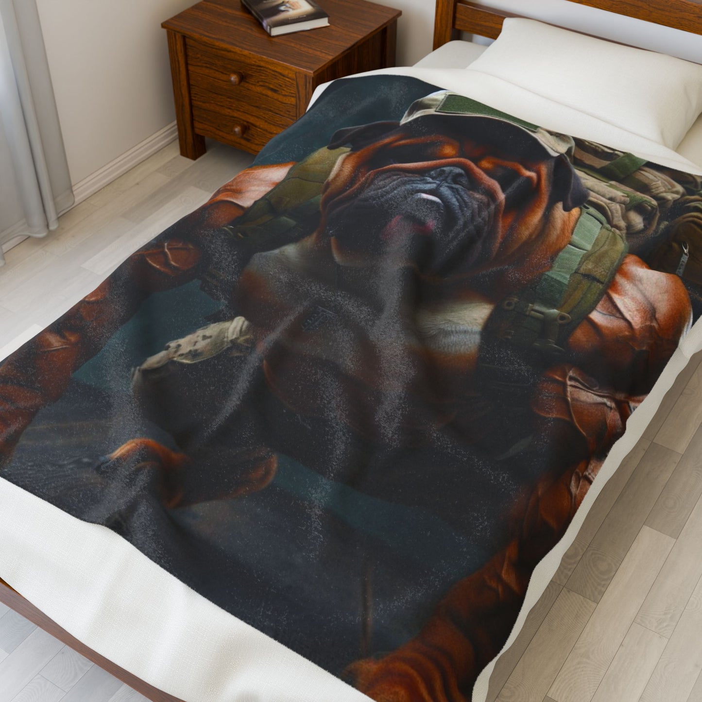 Muscular Bulldog Velveteen Plush Blanket - Cozy Dog-Themed Home Décor