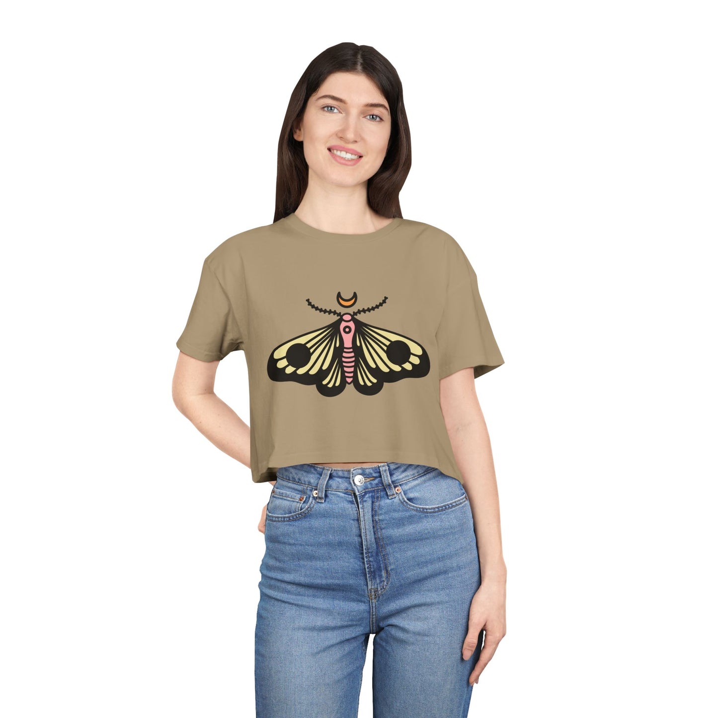 Bohemian Butterfly Women's Crop Tee - Stylish Summer Top