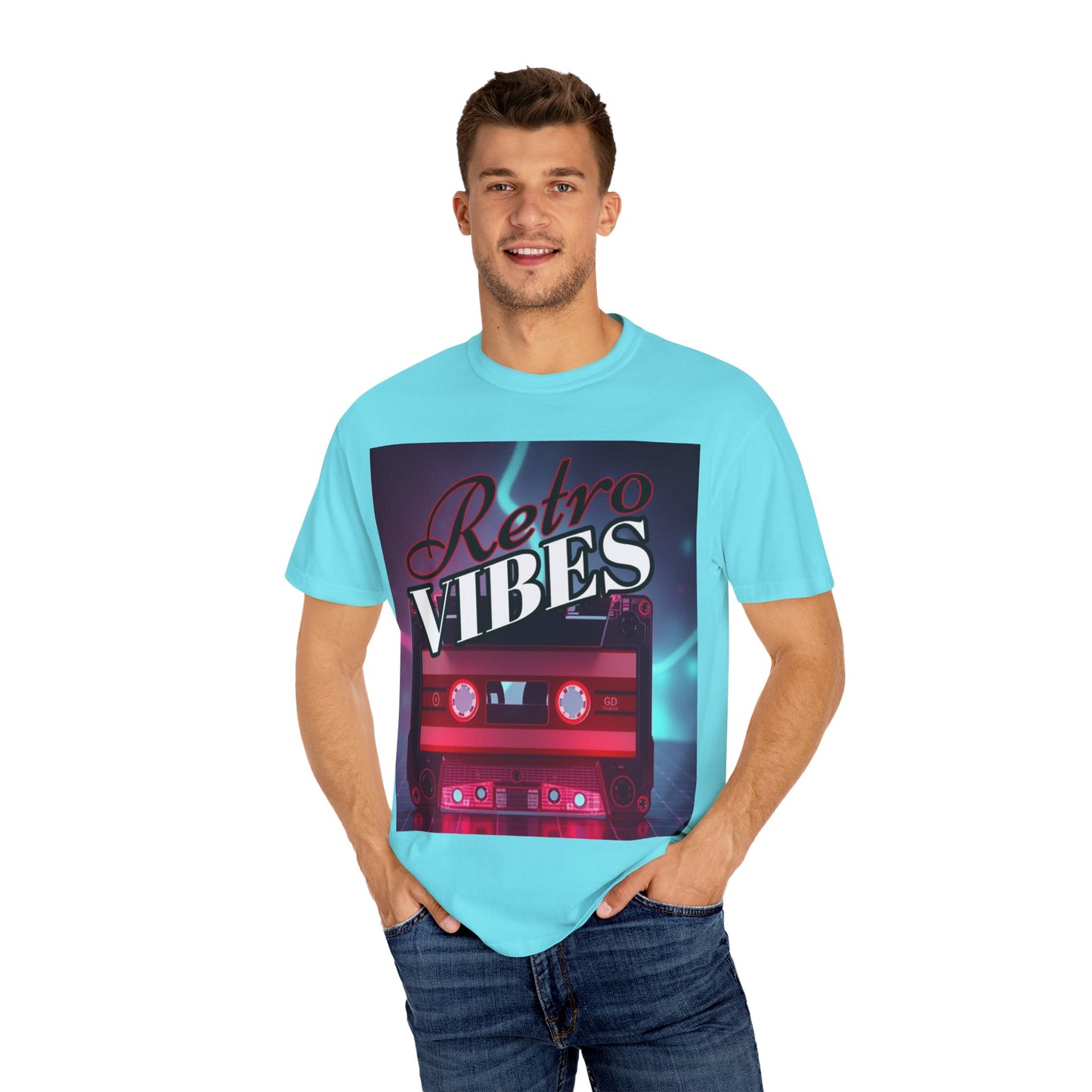 Retro Vibes Unisex Garment-Dyed T-Shirt - Vintage Cassette Design