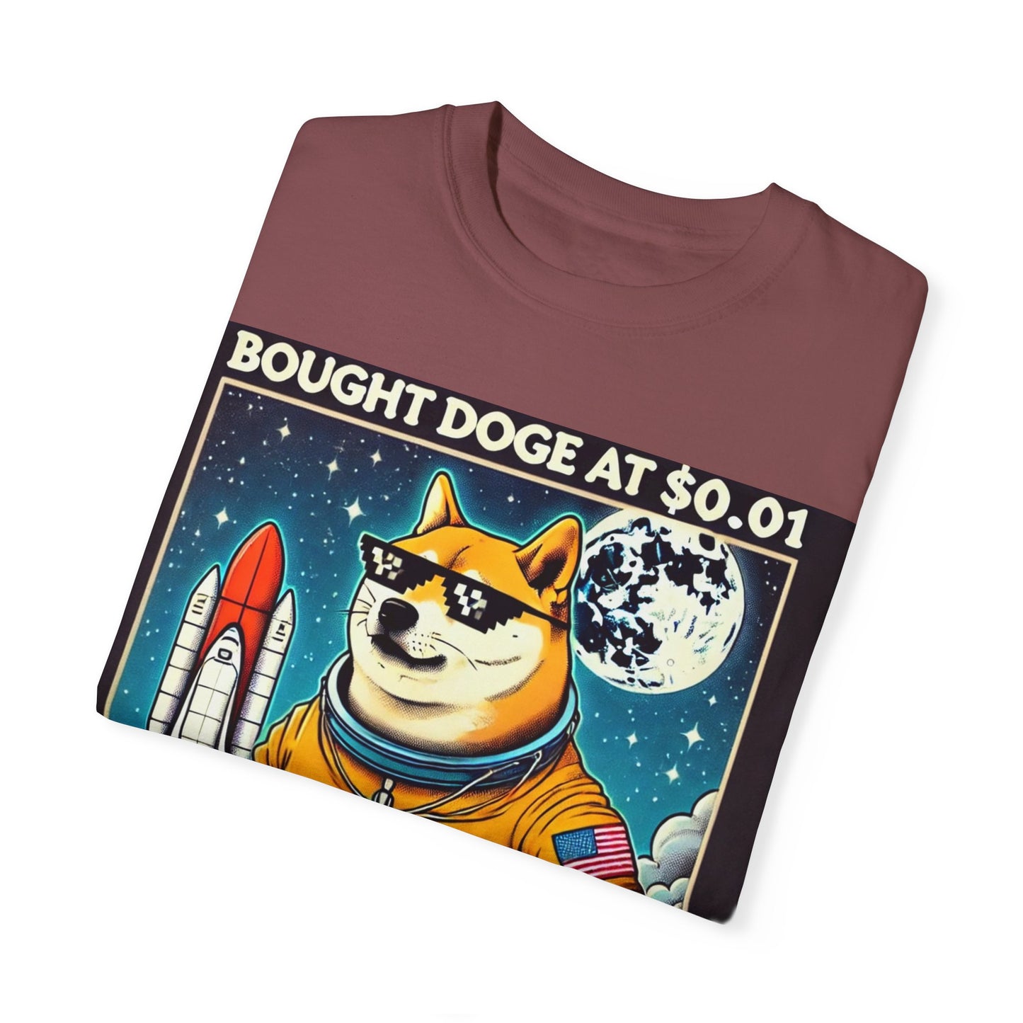 Astro Doge Unisex T-Shirt - "Bought Doge at $0.01, Still Holding to the Moon!"