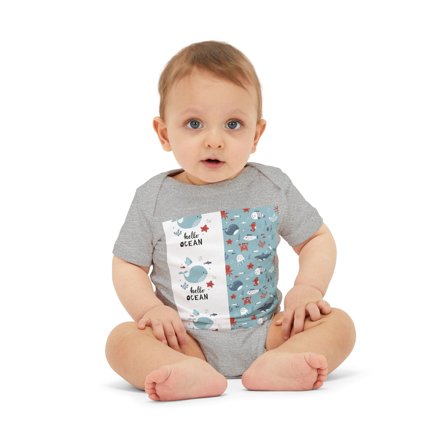 Hello Ocean Baby Onesie - Cute Infant Jersey with Marine Life Design