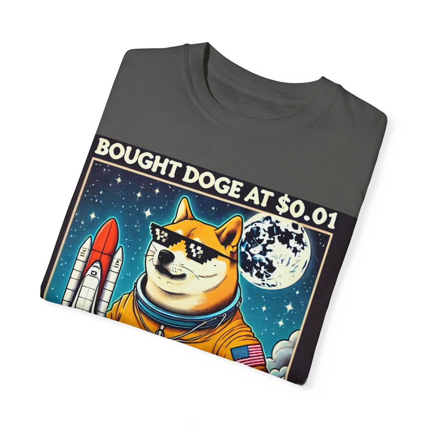 Astro Doge Unisex T-Shirt - "Bought Doge at $0.01, Still Holding to the Moon!"