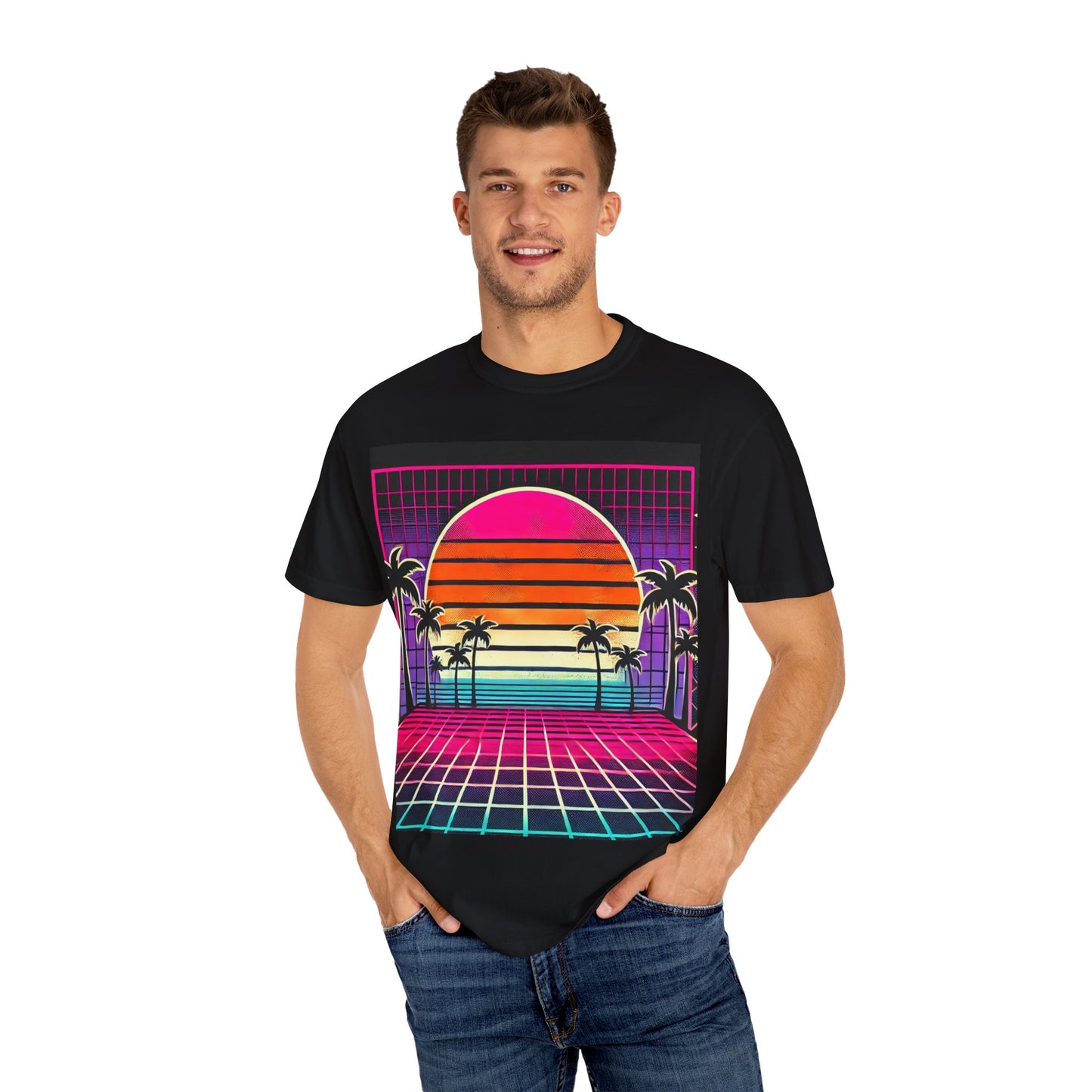 Retro 80's Baby Unisex T-Shirt - Vibrant Sunset Design