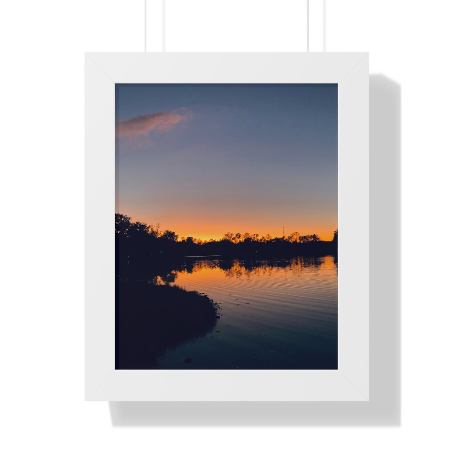 Vertical Poster - On the Lake at Dusk Framed Wall Art Print