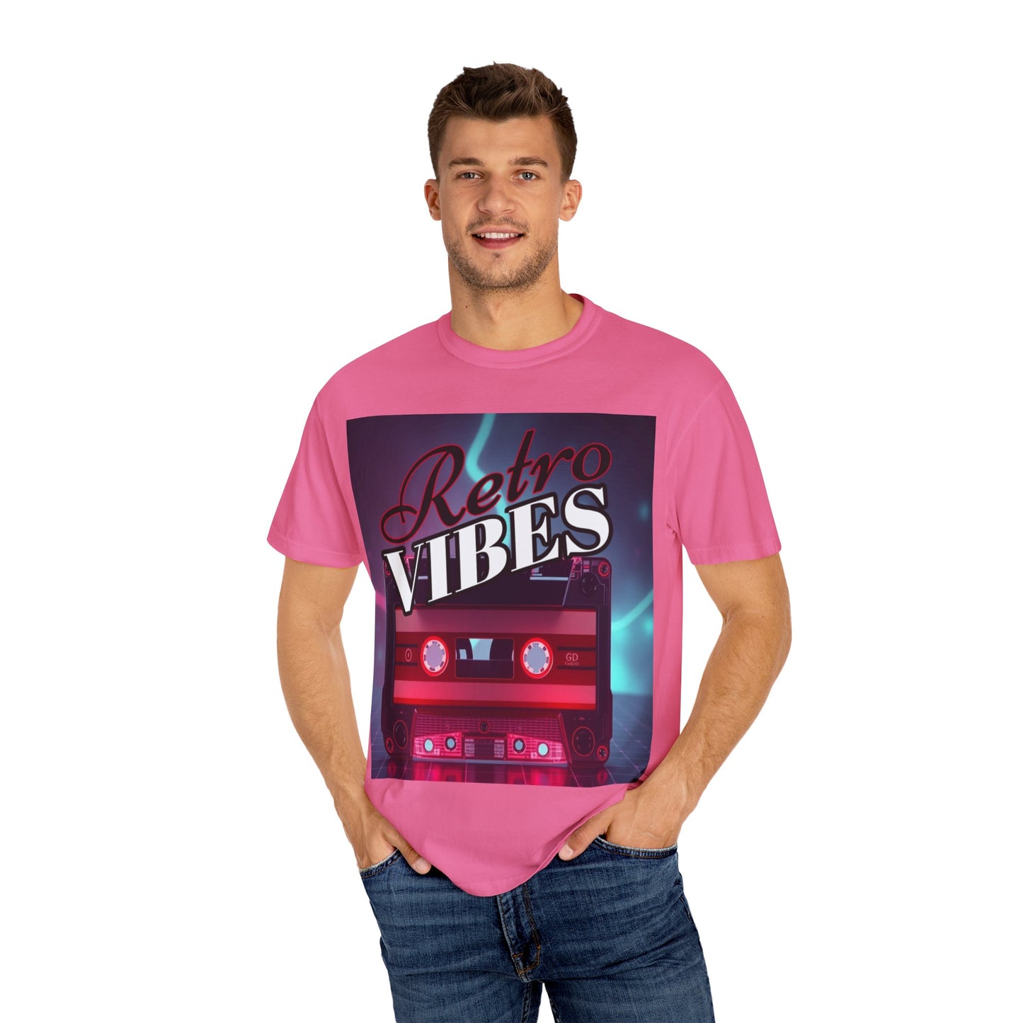 Retro Vibes Unisex Garment-Dyed T-Shirt - Vintage Cassette Design