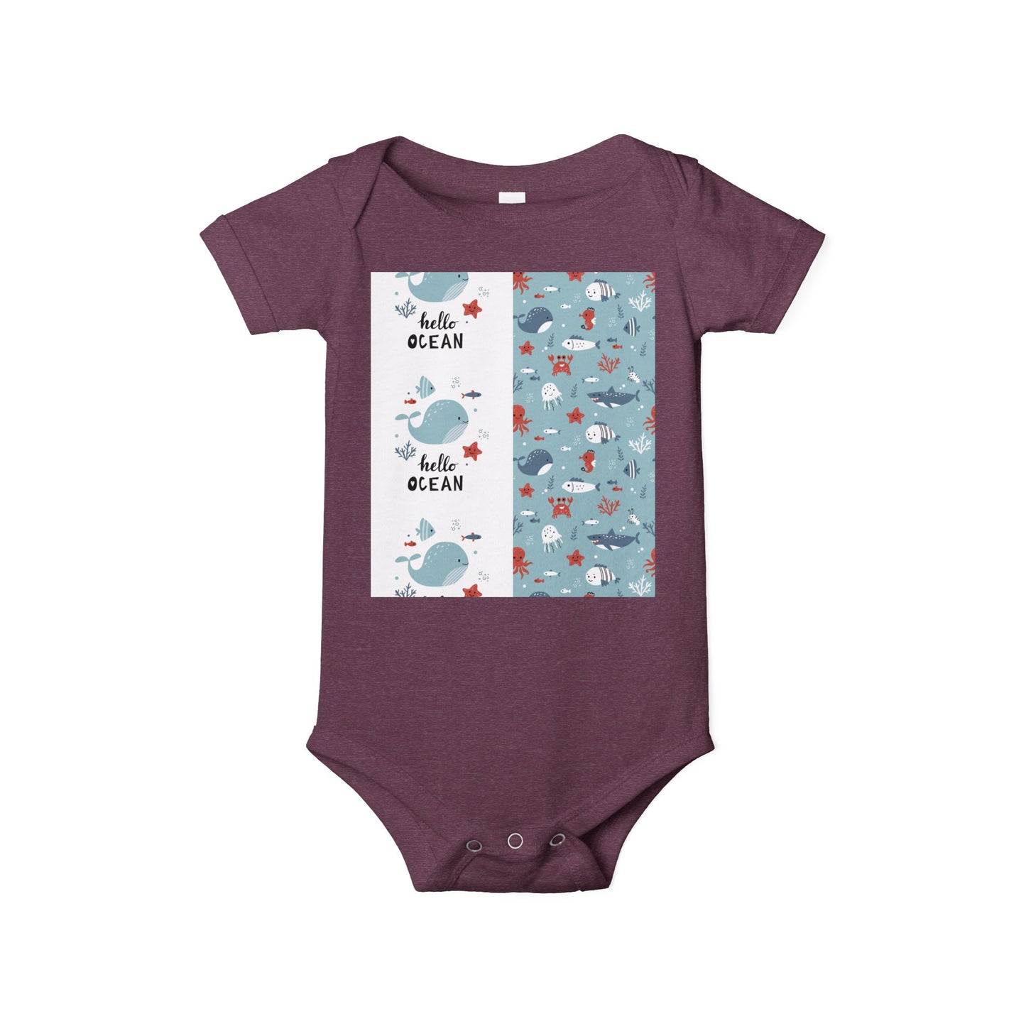 Hello Ocean Baby Onesie - Cute Infant Jersey with Marine Life Design
