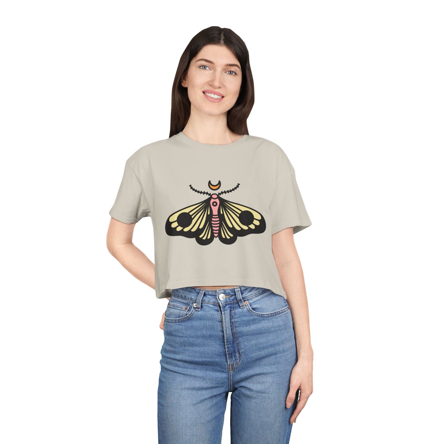 Bohemian Butterfly Women's Crop Tee - Stylish Summer Top