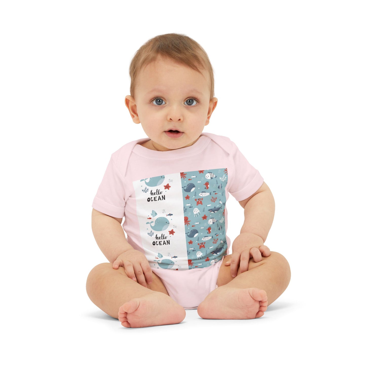 Hello Ocean Baby Onesie - Cute Infant Jersey with Marine Life Design