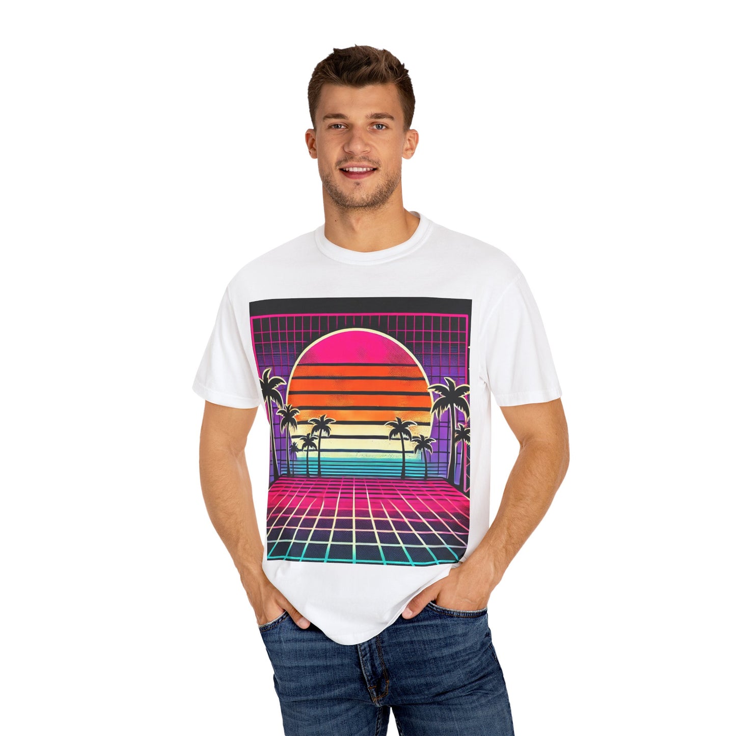 Retro 80's Baby Unisex T-Shirt - Vibrant Sunset Design