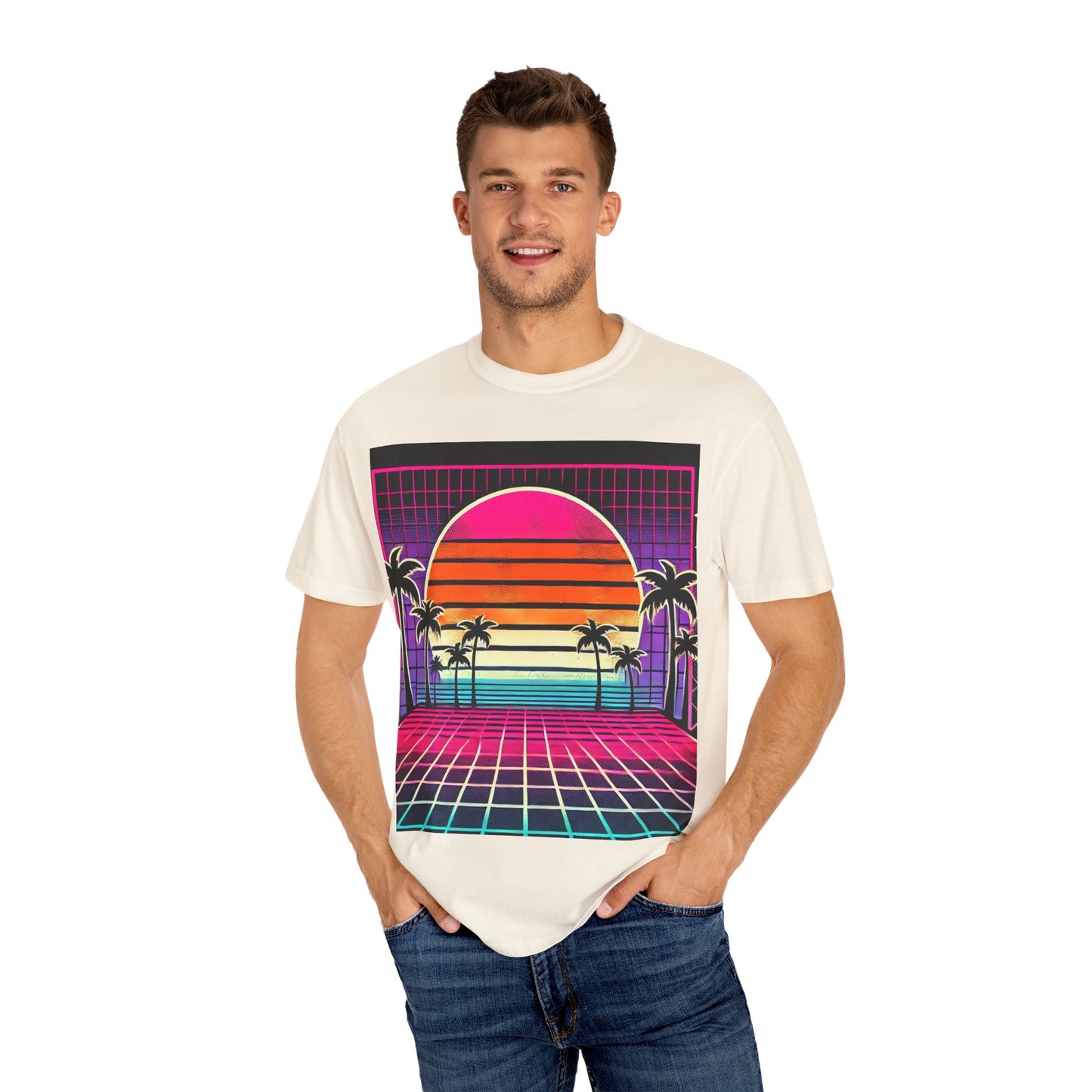Retro 80's Baby Unisex T-Shirt - Vibrant Sunset Design