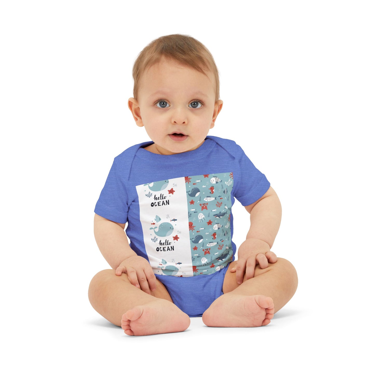 Hello Ocean Baby Onesie - Cute Infant Jersey with Marine Life Design