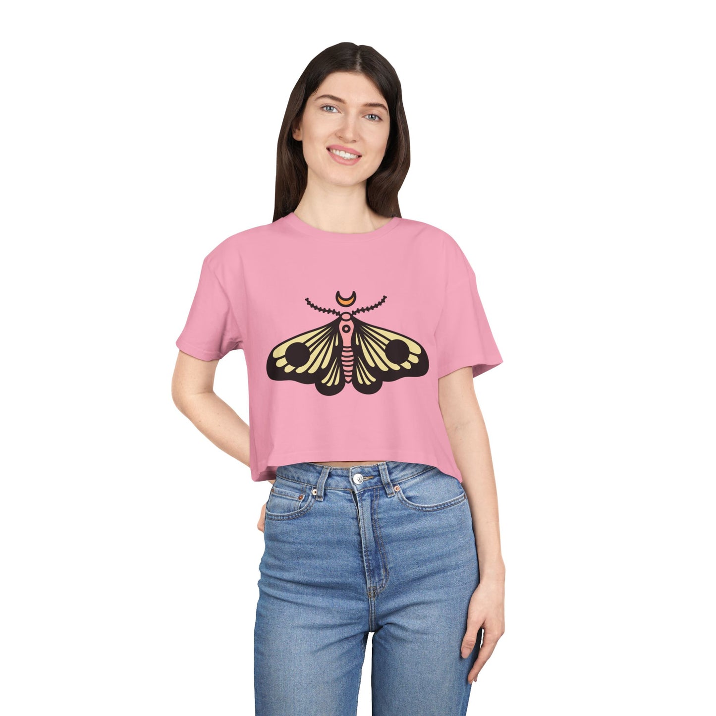Bohemian Butterfly Women's Crop Tee - Stylish Summer Top