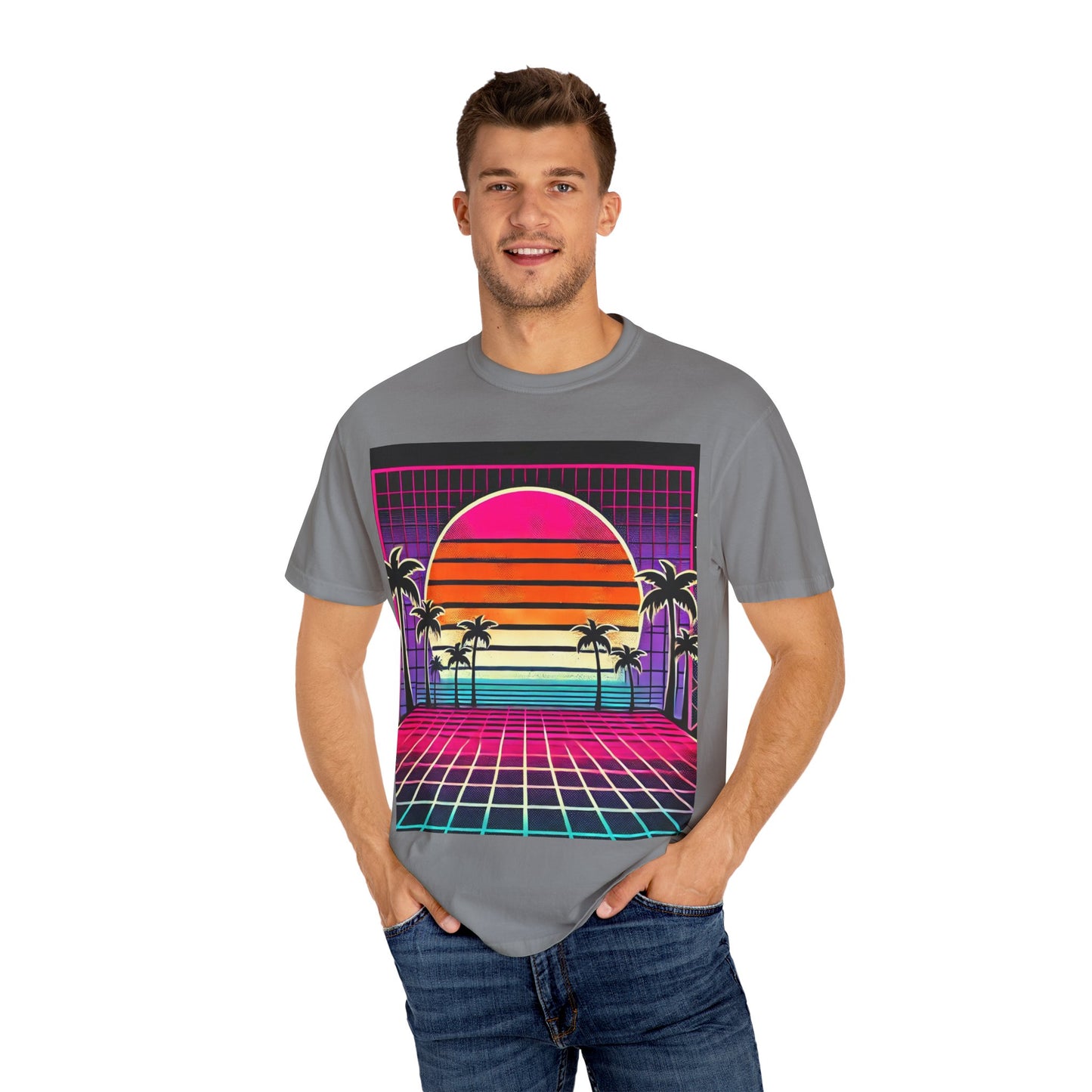 Retro 80's Baby Unisex T-Shirt - Vibrant Sunset Design