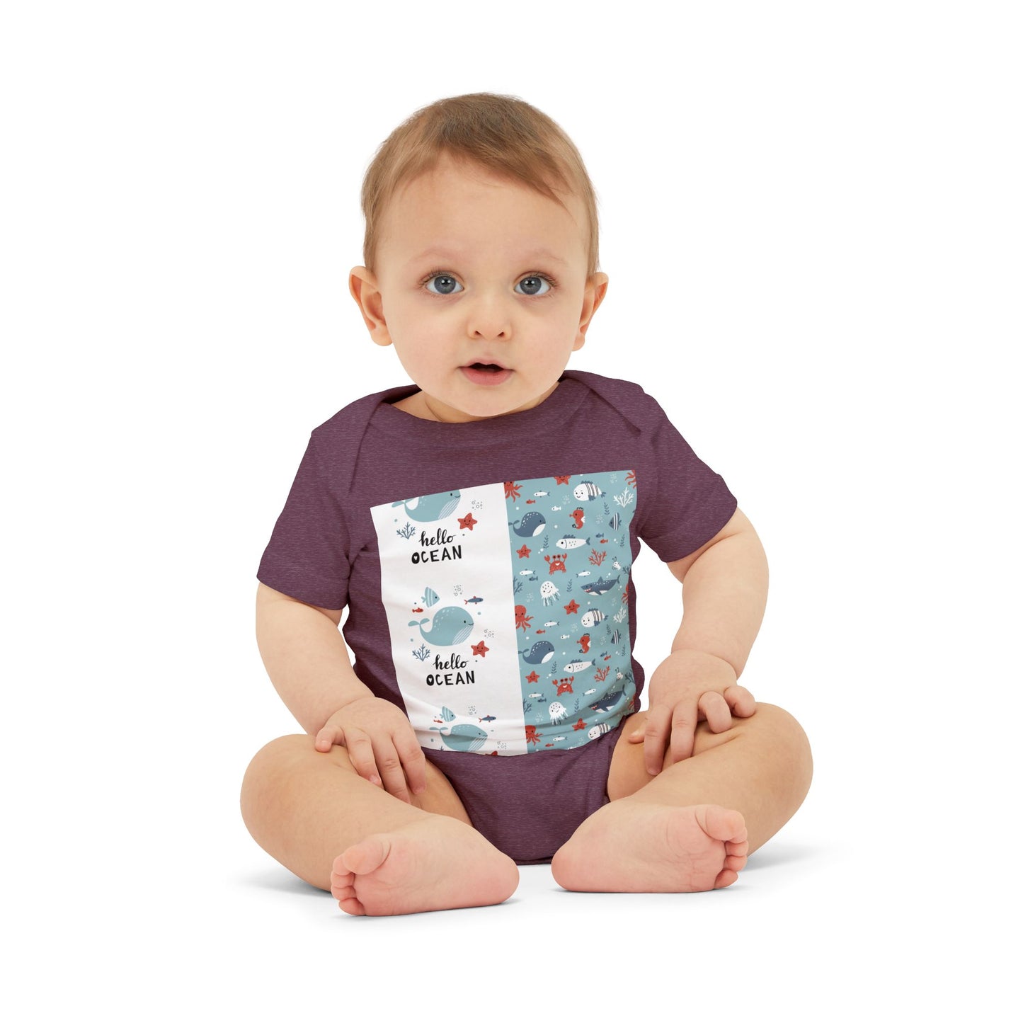 Hello Ocean Baby Onesie - Cute Infant Jersey with Marine Life Design