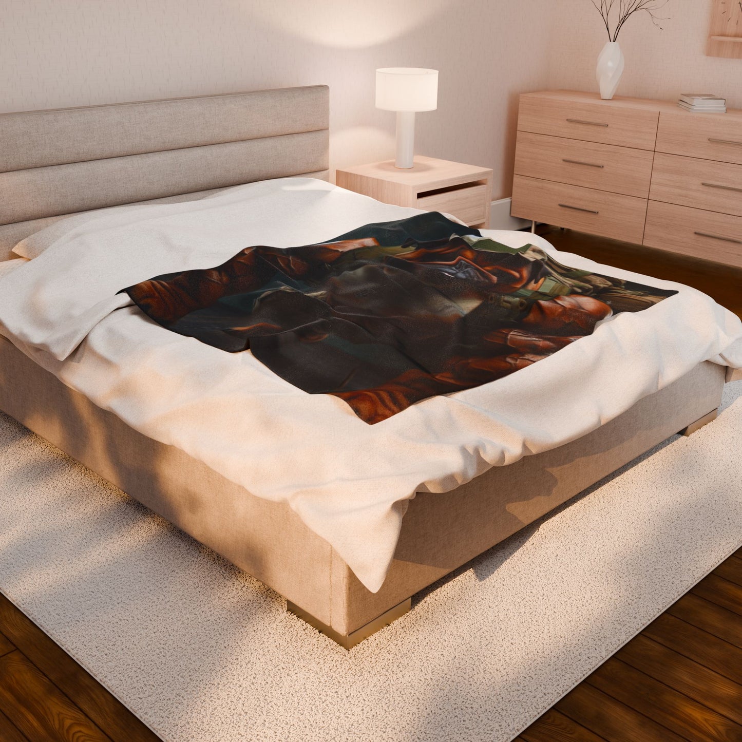 Muscular Bulldog Velveteen Plush Blanket - Cozy Dog-Themed Home Décor