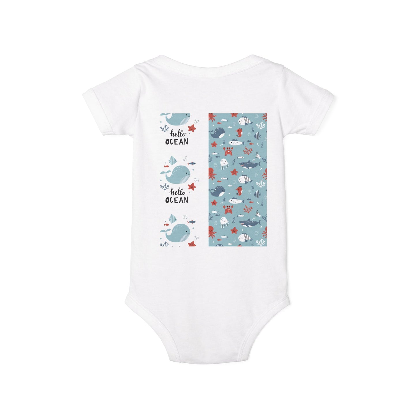 Hello Ocean Baby Onesie - Cute Infant Jersey with Marine Life Design