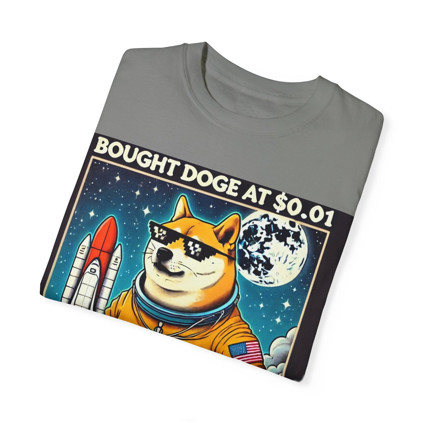 Astro Doge Unisex T-Shirt - "Bought Doge at $0.01, Still Holding to the Moon!"