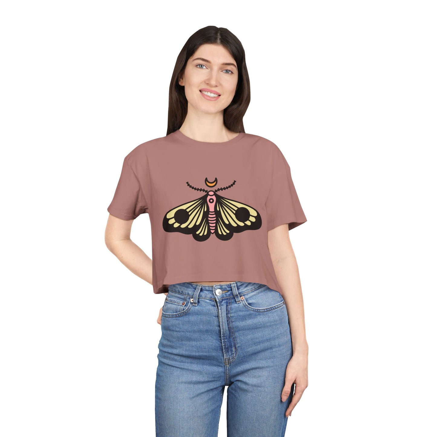 Bohemian Butterfly Women's Crop Tee - Stylish Summer Top