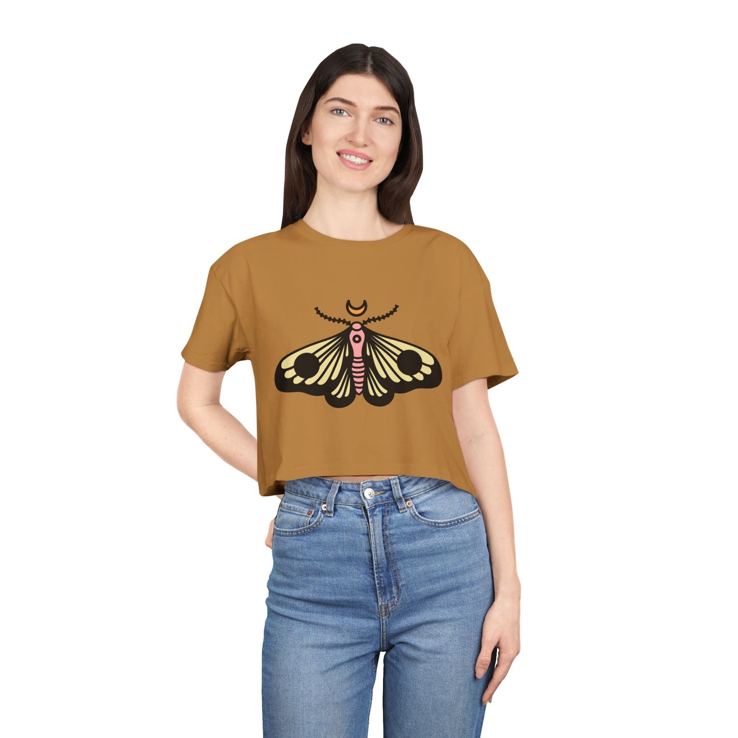 Bohemian Butterfly Women's Crop Tee - Stylish Summer Top