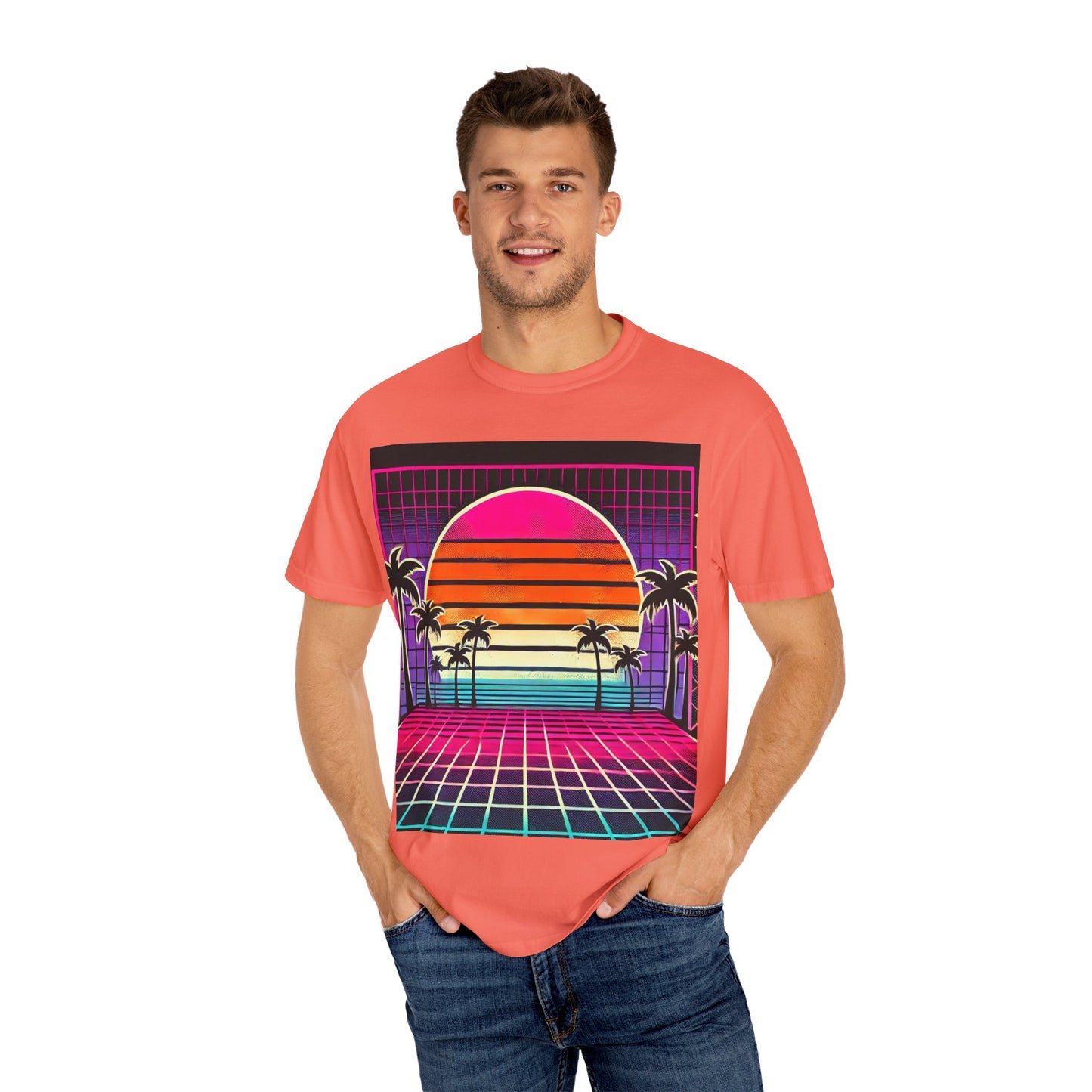 Retro 80's Baby Unisex T-Shirt - Vibrant Sunset Design