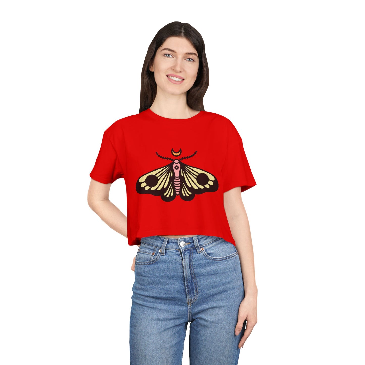 Bohemian Butterfly Women's Crop Tee - Stylish Summer Top