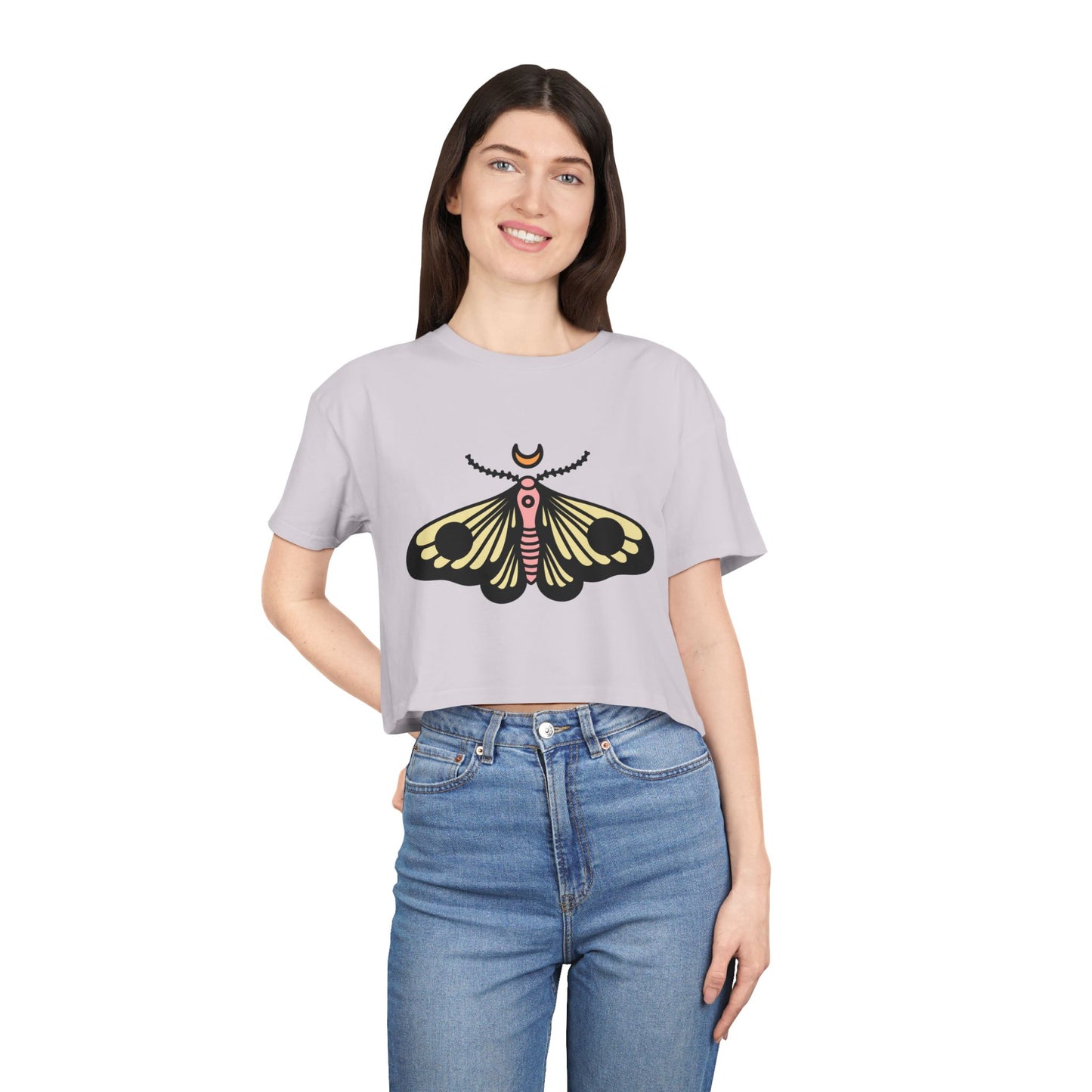 Bohemian Butterfly Women's Crop Tee - Stylish Summer Top