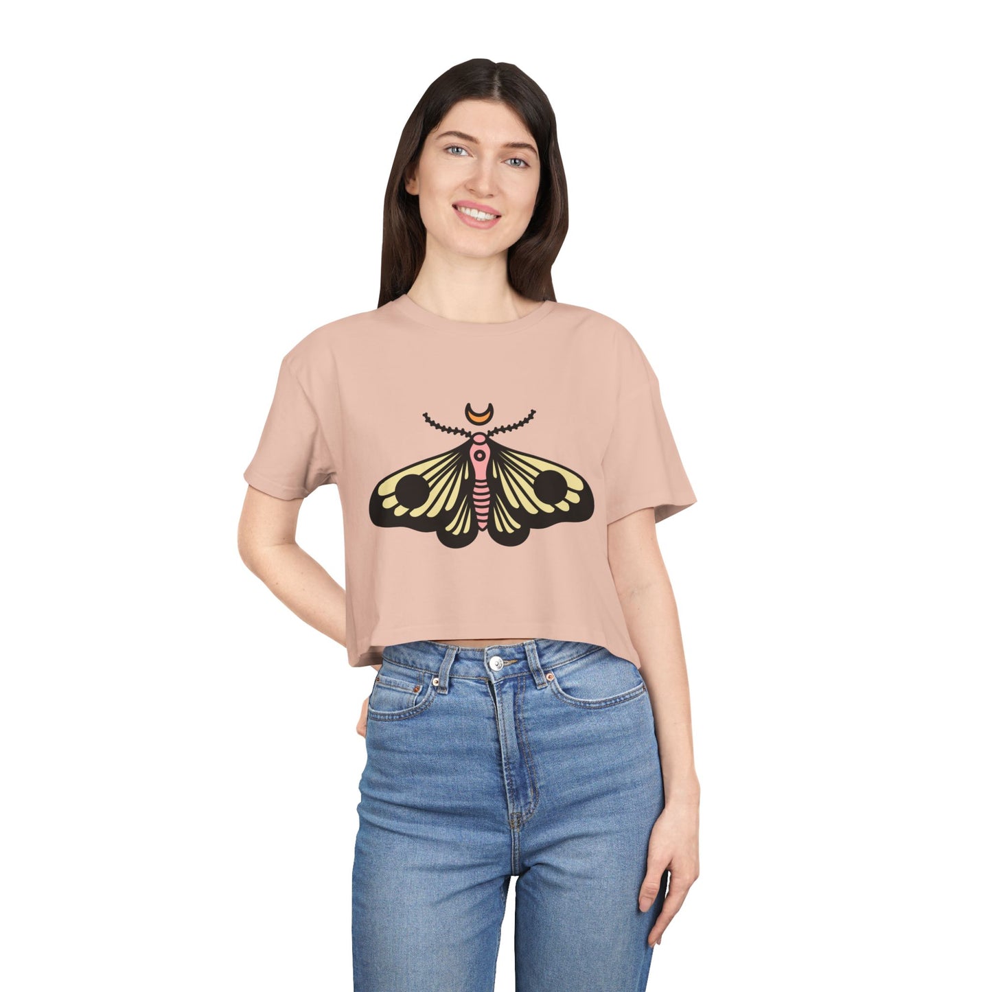 Bohemian Butterfly Women's Crop Tee - Stylish Summer Top