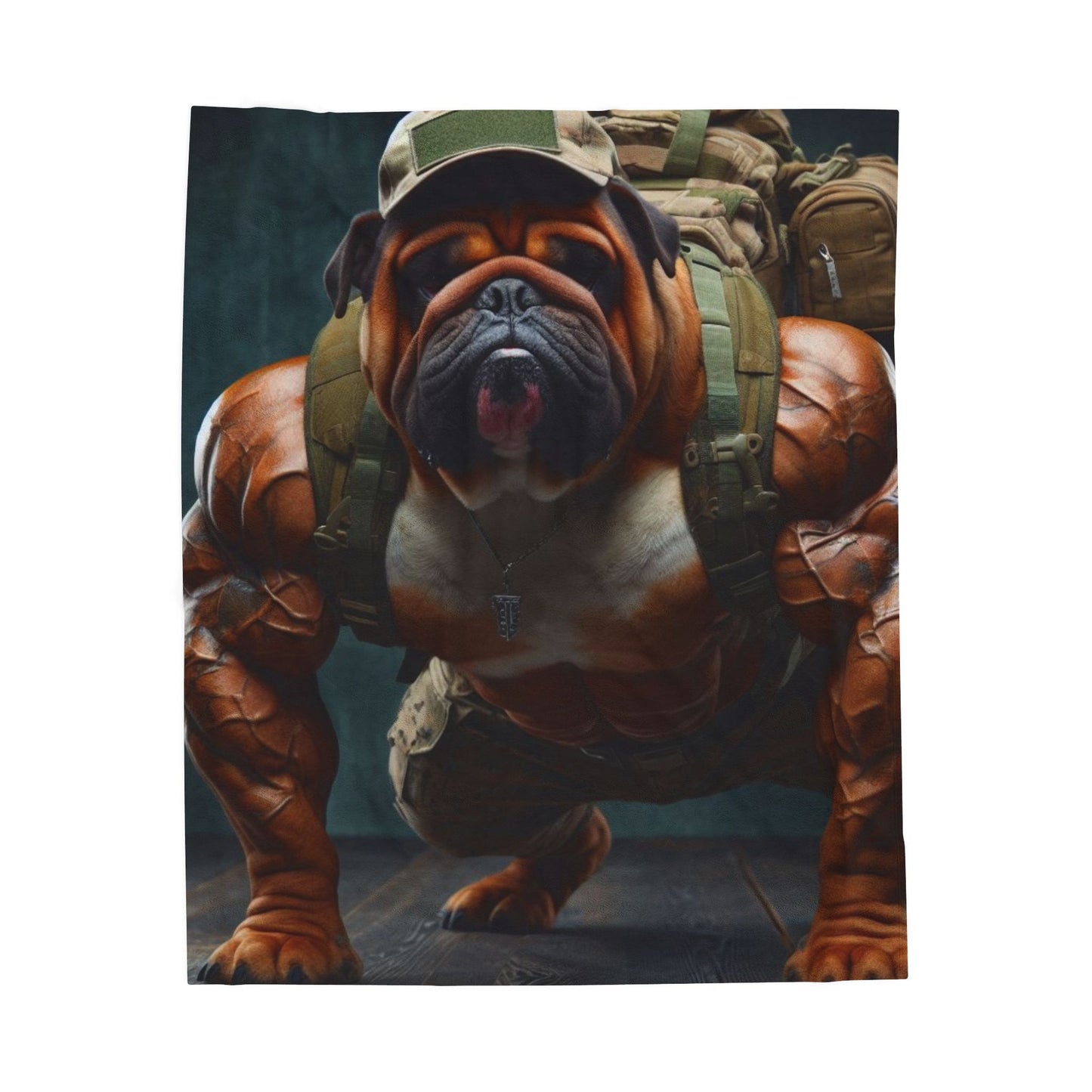 Muscular Bulldog Velveteen Plush Blanket - Cozy Dog-Themed Home Décor