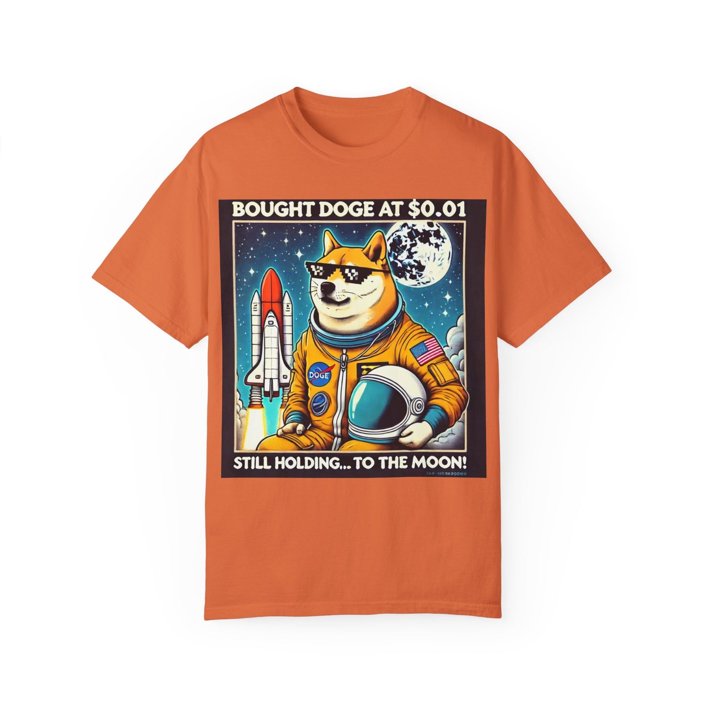 Astro Doge Unisex T-Shirt - "Bought Doge at $0.01, Still Holding to the Moon!"