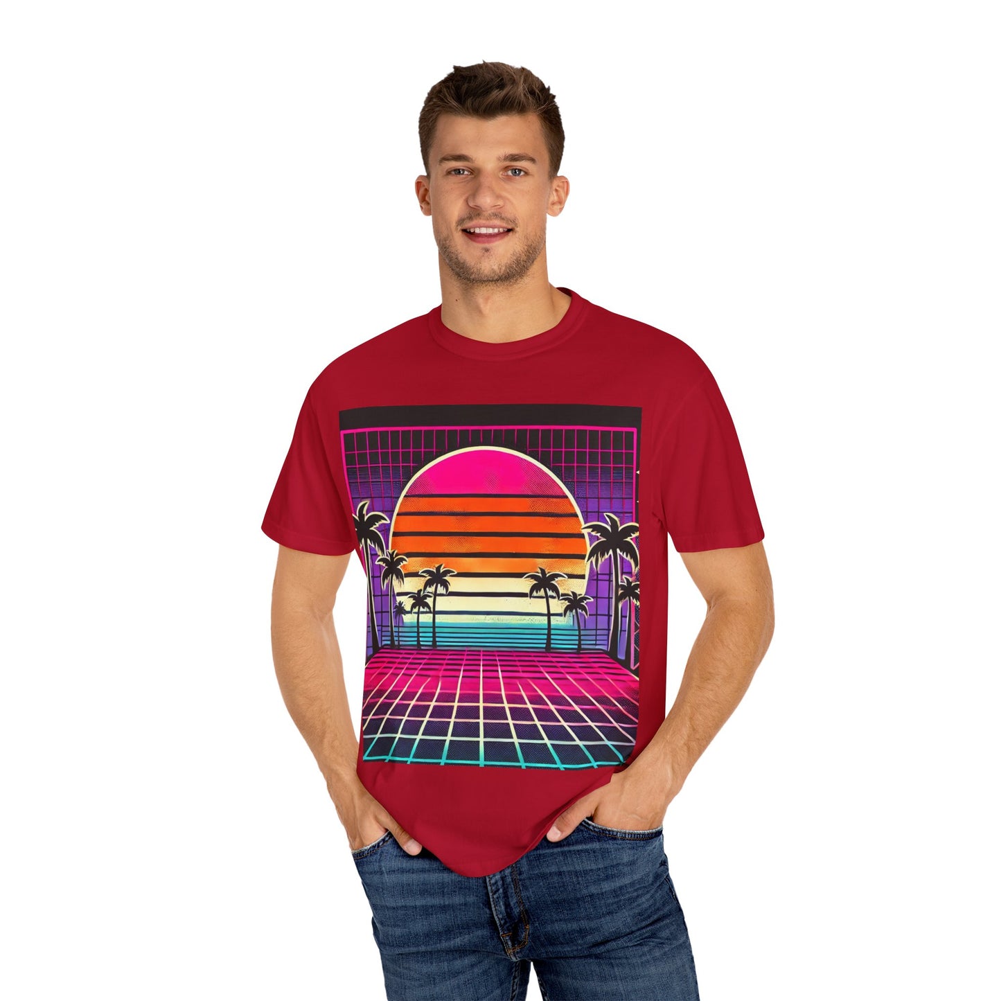 Retro 80's Baby Unisex T-Shirt - Vibrant Sunset Design