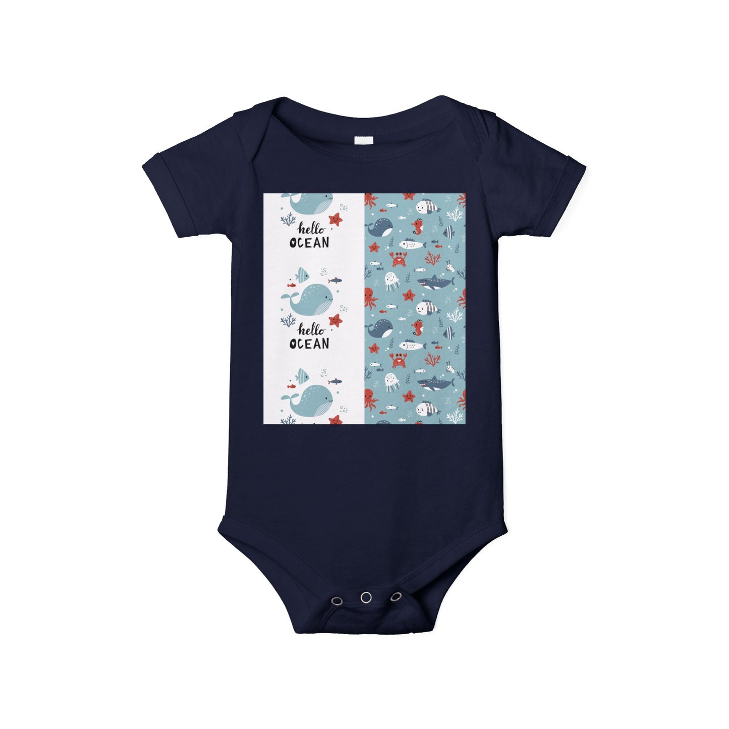 Hello Ocean Baby Onesie - Cute Infant Jersey with Marine Life Design