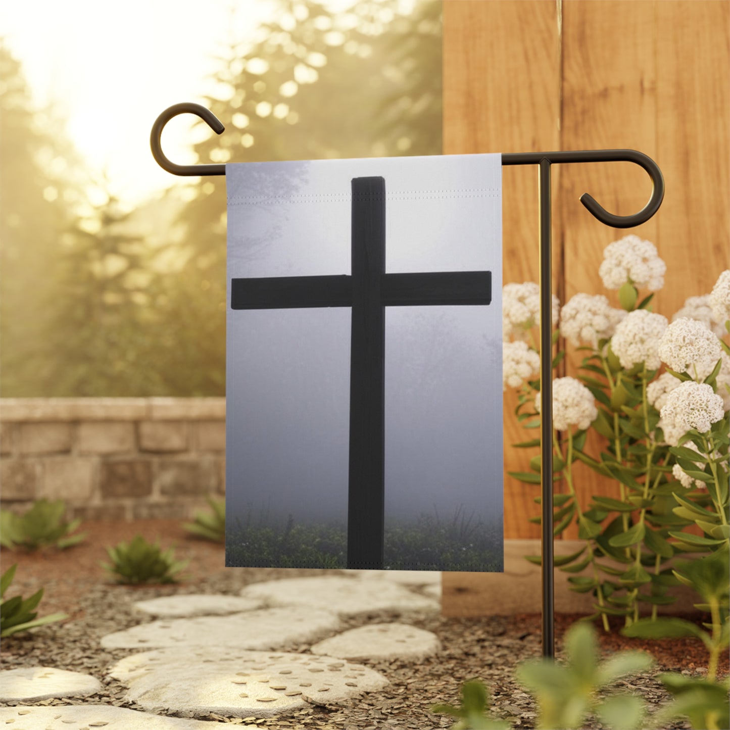 Inspirational Garden Banner with Cross - Perfect for Home Décor and Remembrance