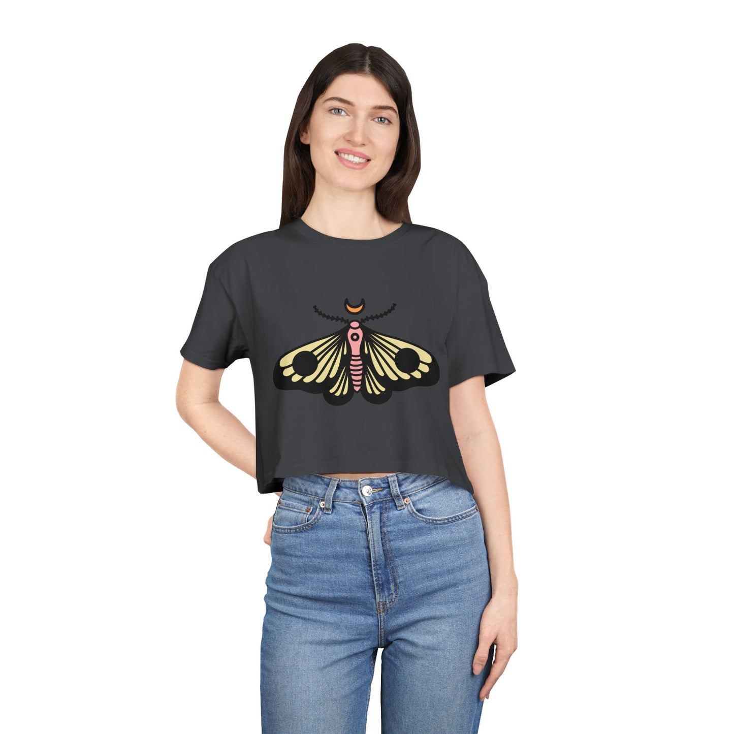 Bohemian Butterfly Women's Crop Tee - Stylish Summer Top