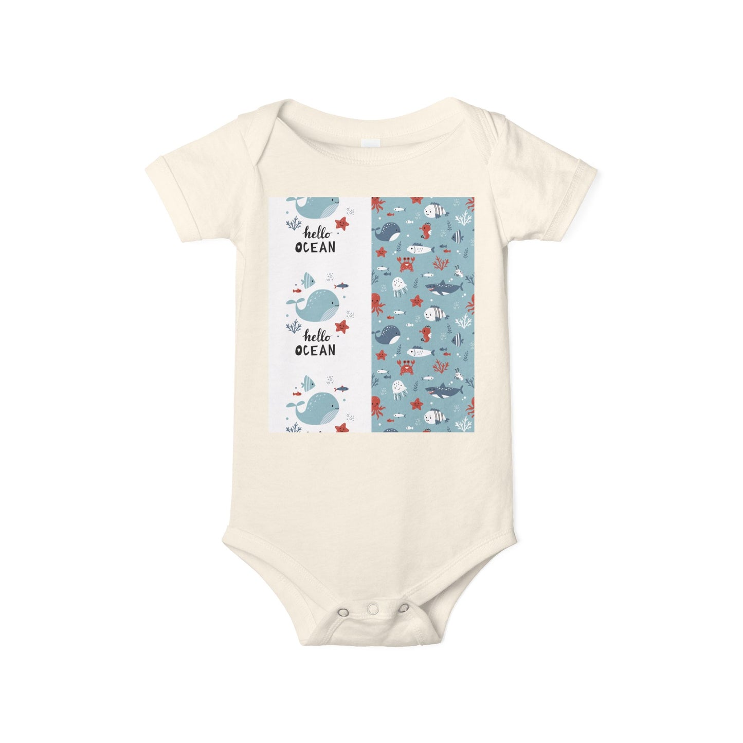 Hello Ocean Baby Onesie - Cute Infant Jersey with Marine Life Design