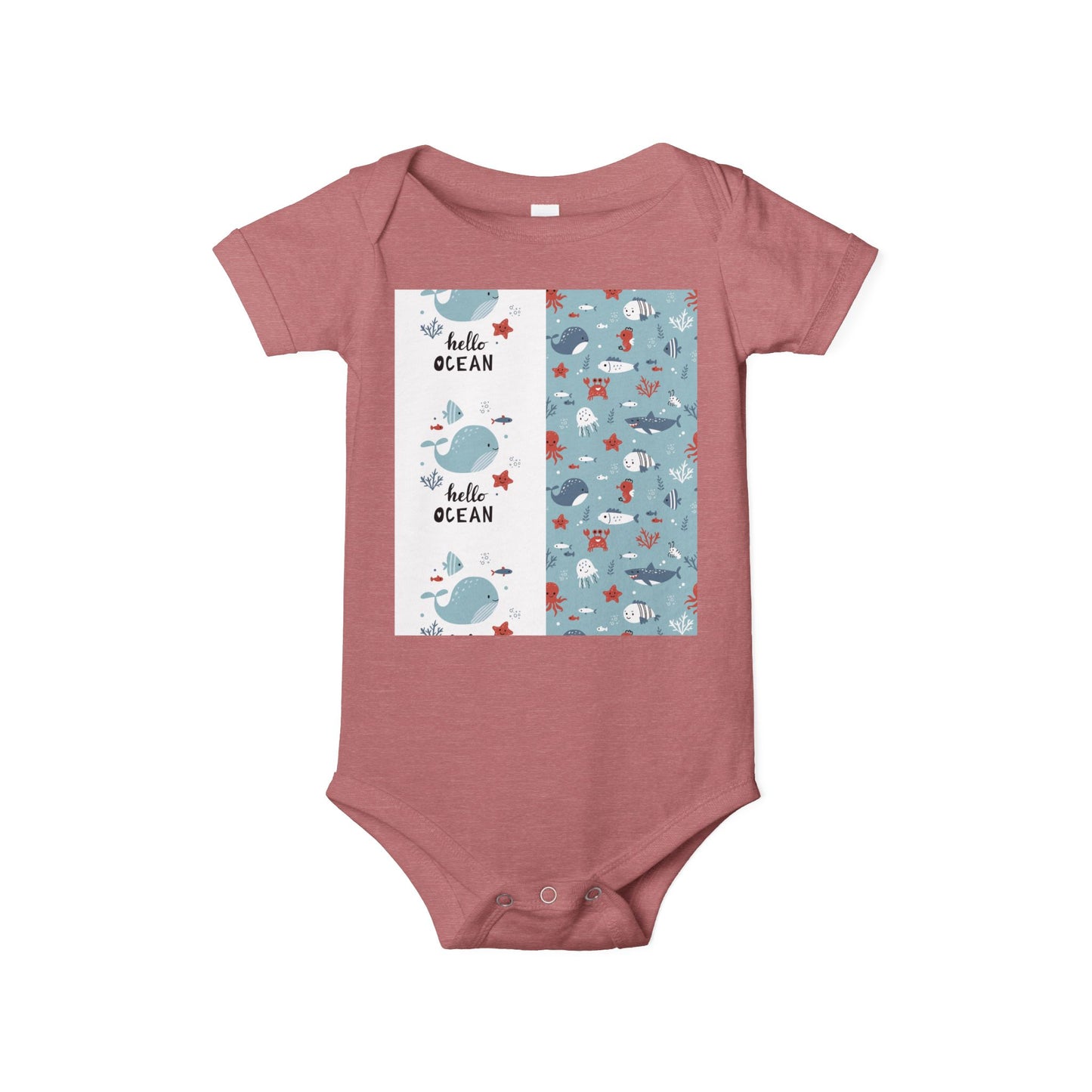Hello Ocean Baby Onesie - Cute Infant Jersey with Marine Life Design
