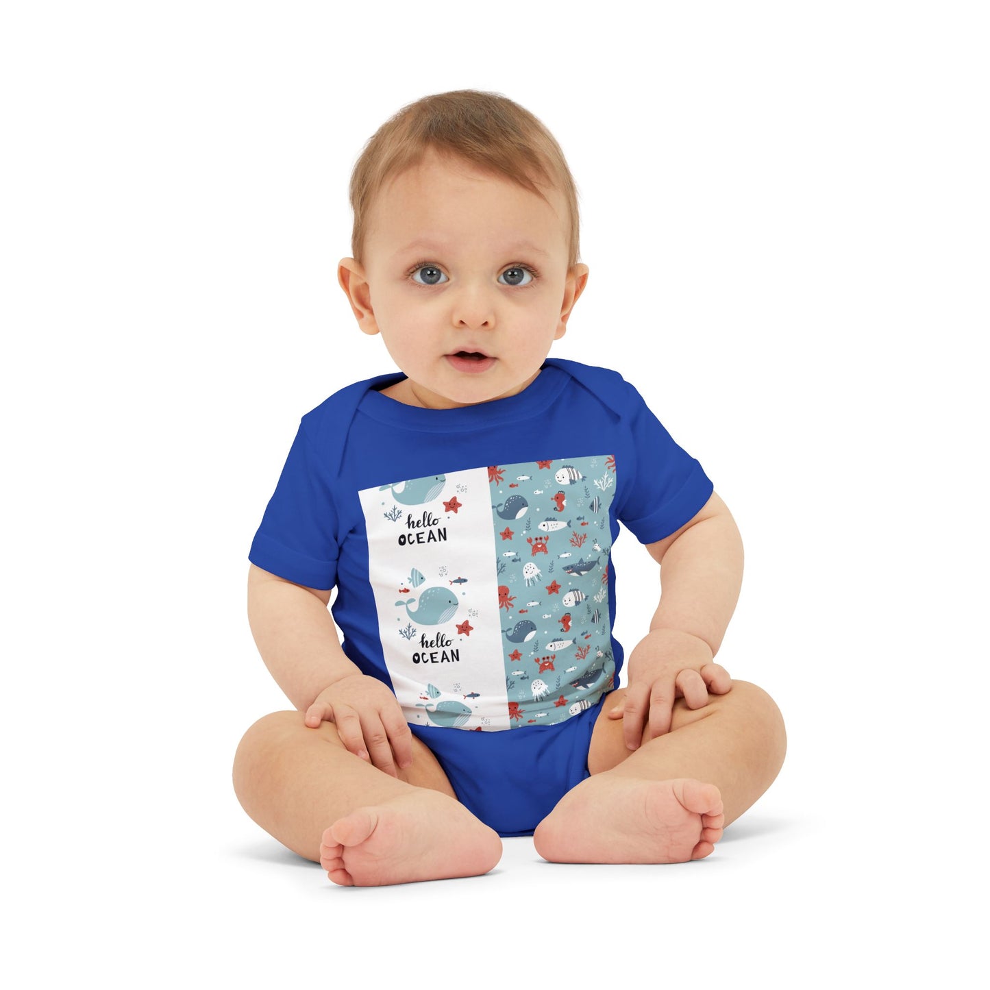 Hello Ocean Baby Onesie - Cute Infant Jersey with Marine Life Design