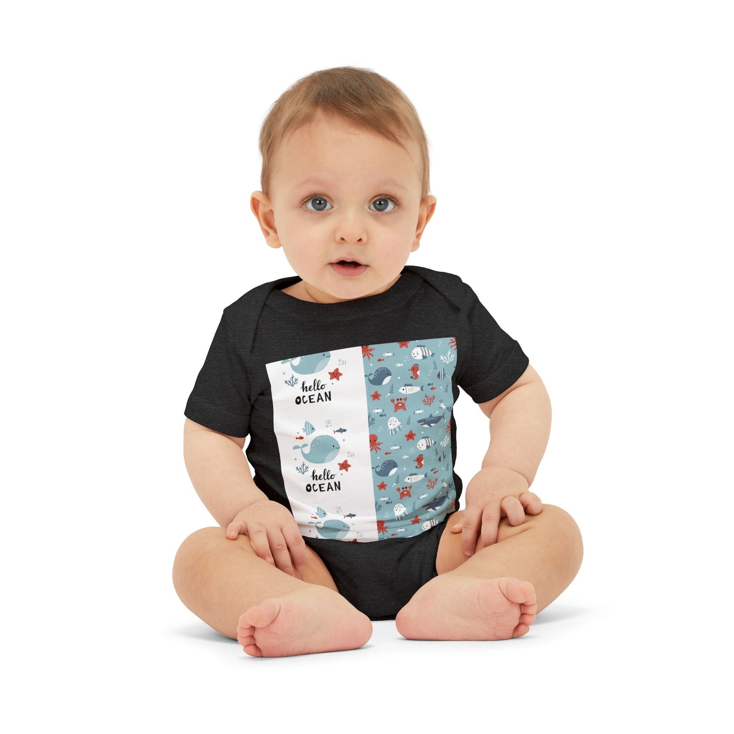 Hello Ocean Baby Onesie - Cute Infant Jersey with Marine Life Design