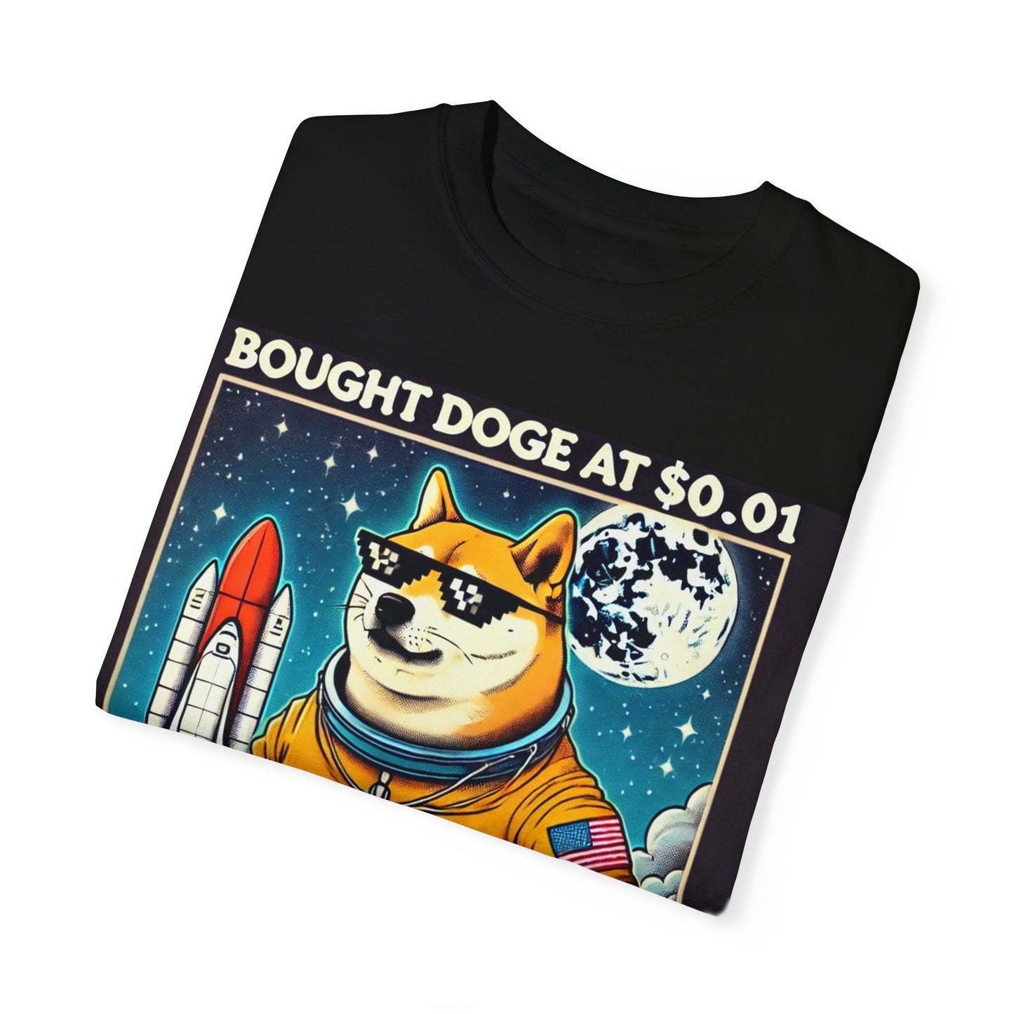 Astro Doge Unisex T-Shirt - "Bought Doge at $0.01, Still Holding to the Moon!"