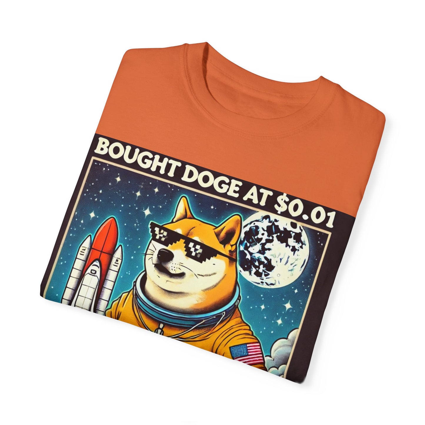 Astro Doge Unisex T-Shirt - "Bought Doge at $0.01, Still Holding to the Moon!"