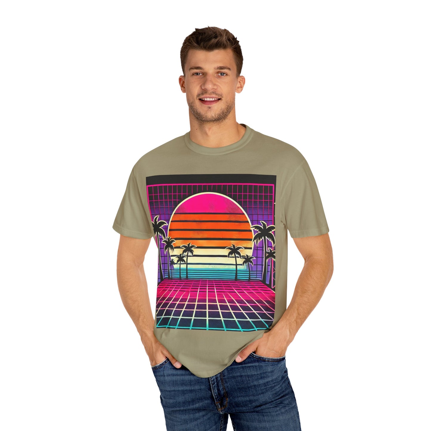 Retro 80's Baby Unisex T-Shirt - Vibrant Sunset Design