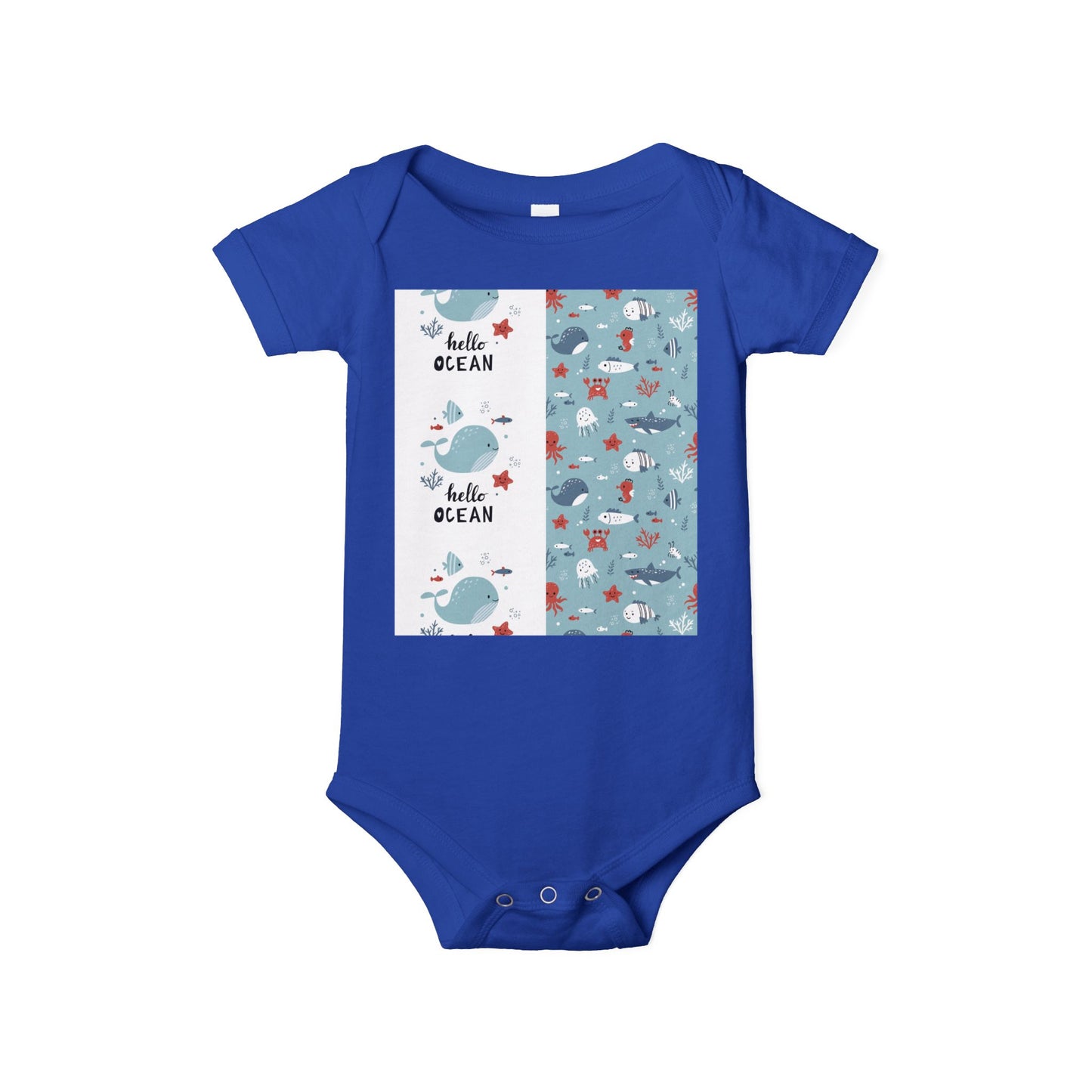 Hello Ocean Baby Onesie - Cute Infant Jersey with Marine Life Design