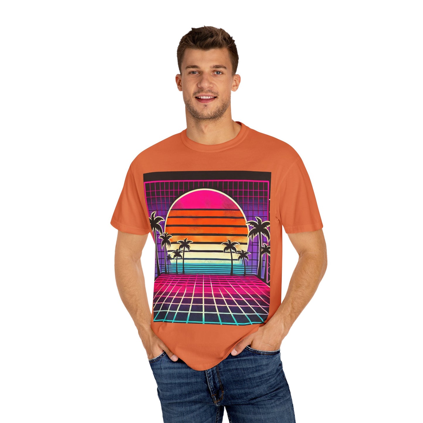 Retro 80's Baby Unisex T-Shirt - Vibrant Sunset Design