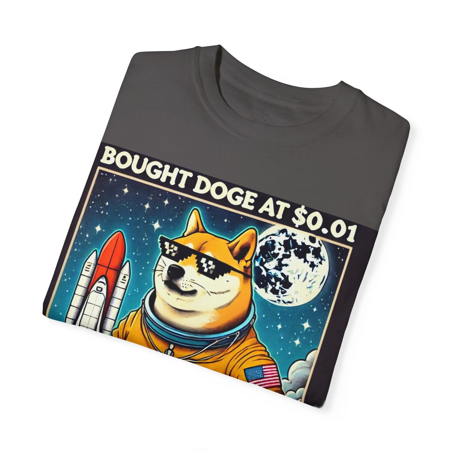 Astro Doge Unisex T-Shirt - "Bought Doge at $0.01, Still Holding to the Moon!"