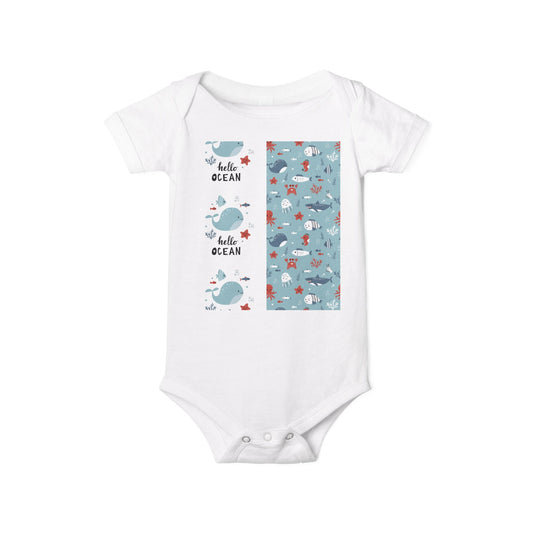 Hello Ocean Baby Onesie - Cute Infant Jersey with Marine Life Design