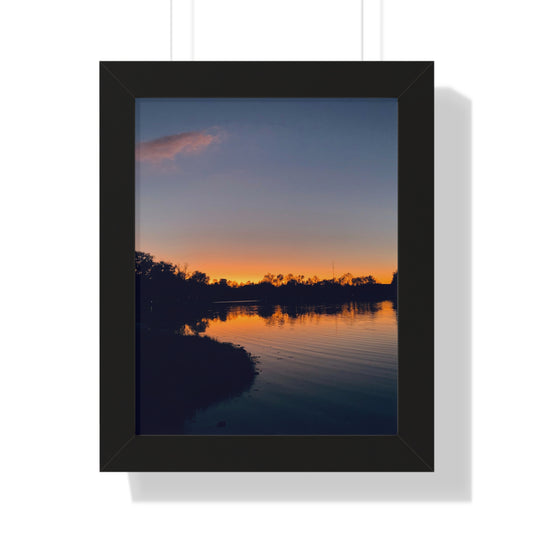 Vertical Poster - On the Lake at Dusk Framed Wall Art Print
