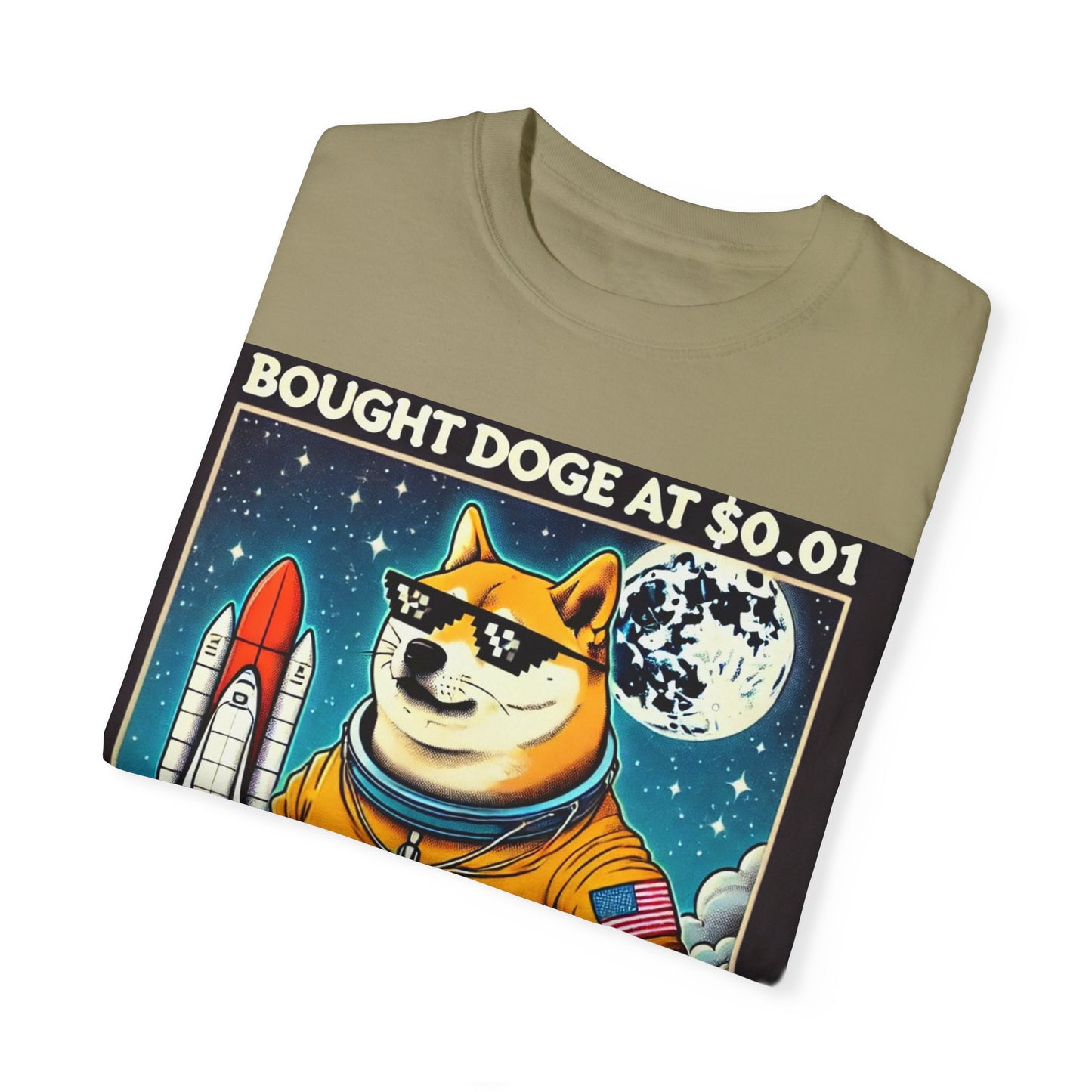 Astro Doge Unisex T-Shirt - "Bought Doge at $0.01, Still Holding to the Moon!"