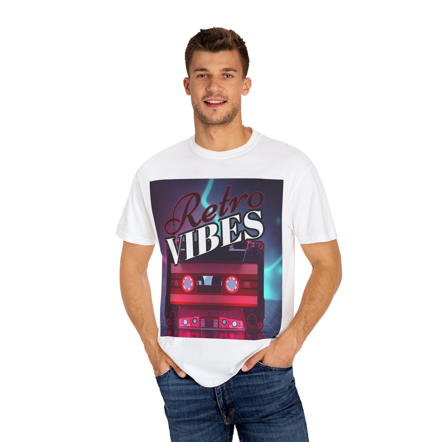 Retro Vibes Unisex Garment-Dyed T-Shirt - Vintage Cassette Design