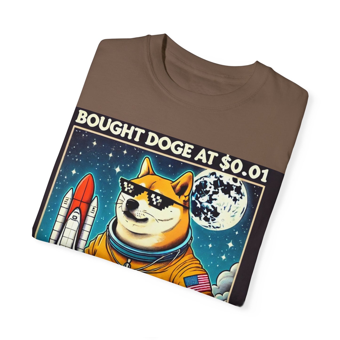 Astro Doge Unisex T-Shirt - "Bought Doge at $0.01, Still Holding to the Moon!"