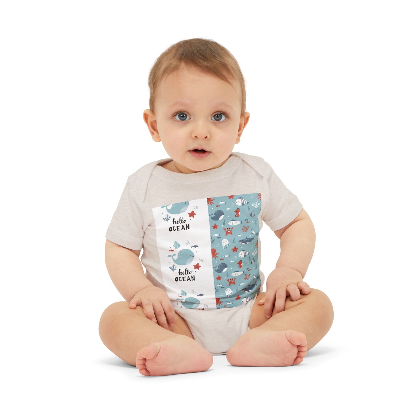Hello Ocean Baby Onesie - Cute Infant Jersey with Marine Life Design